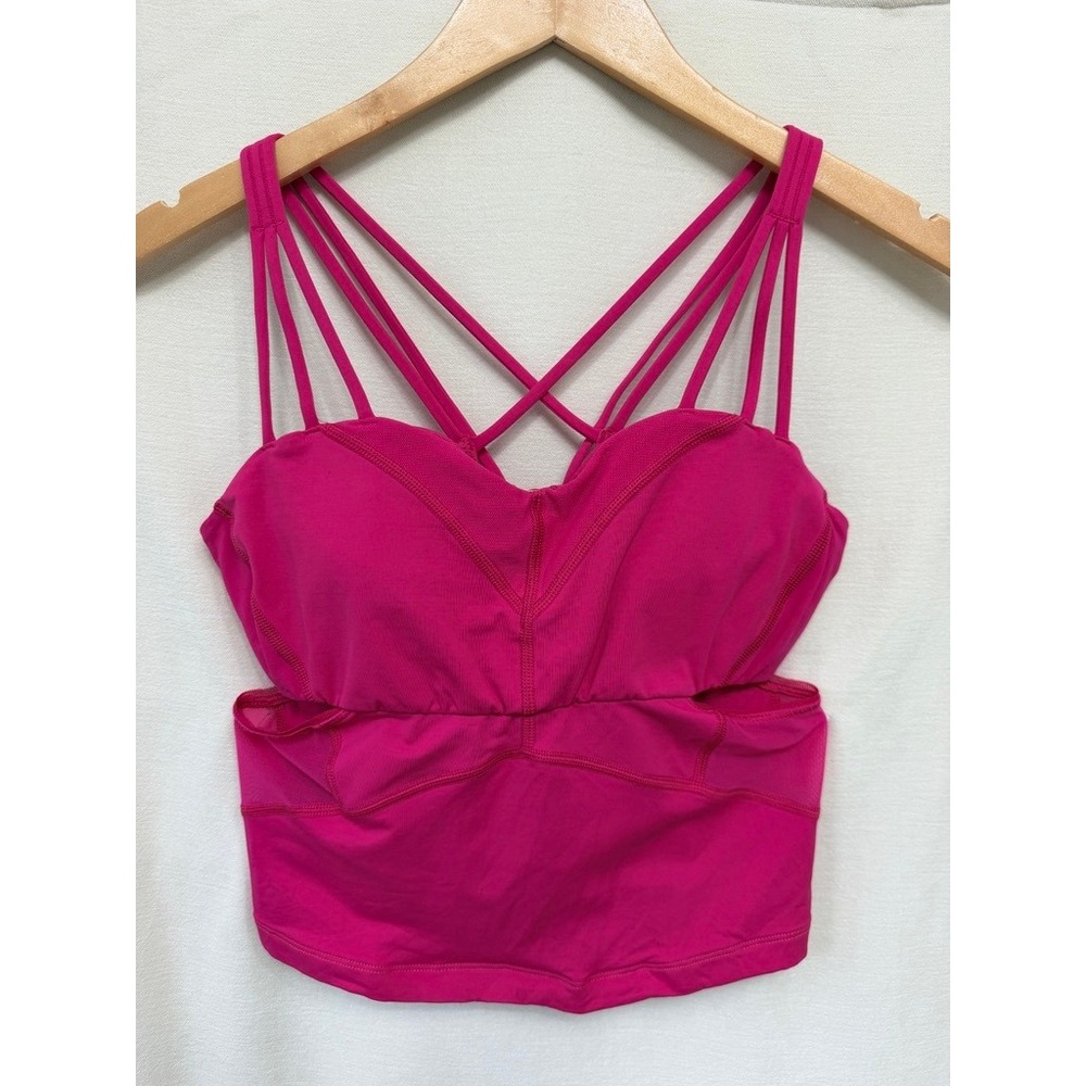 Lululemon Exquisite Tank II Jewelled Magenta Strappy Yoga Crop Top Size Medium